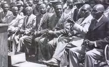 Jomo kenyatta in Kiambu during a KAU rally in August 1952.webp