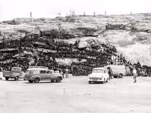 Mau Mau detainees under armed guard at Manyani, where they were subjected to hard labour at nearby quarries 1955.webp